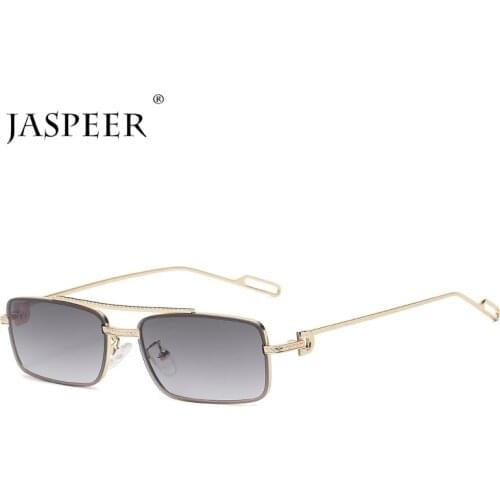 JASPEER 2021 New Rectangle Sunglasses Men Brand Designer Small Punk Sun Glasses Men UV400 Goggles Retro Shades Gafas De Sol