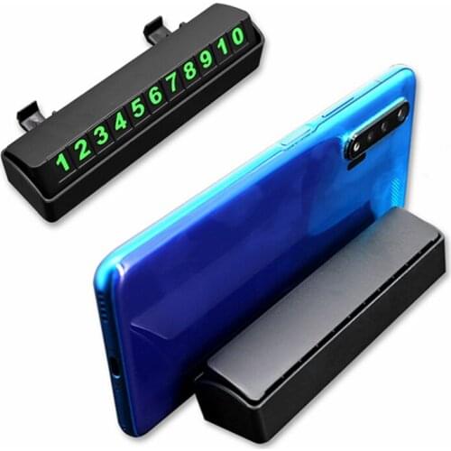 Luminous Car Temporary Parking Card Phone Number Card Plate with Phone Holder Hidden Number Park Stop Sticker ForCar Accessories