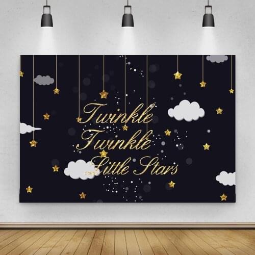 Dark Night Gold Little Stars Newborn Baby Shower Backdrop Photography 1st Birthday Party Decor Backgrounds
