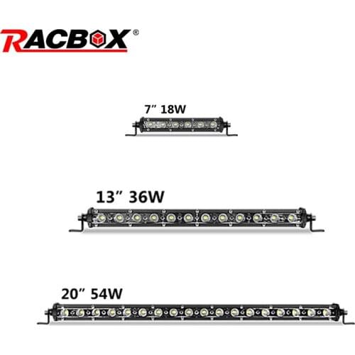 S1 Slim Light Bar 7'' 13'' 20 inch Slim Single Row Led Light 18w 36w 54w Spot Flood Beam LED Work Lamp For Offroad 4WD ATV SUV