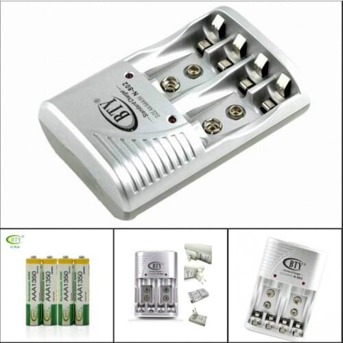 Smart AA AAA Rechargeable Battery BTY N-802 Charger+4x AAA 1350series 1.2V 350mah rechargeable Ni-MH battery