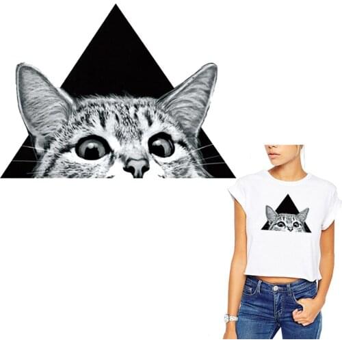 Cat Iron On Patch DIY Heat Transfer Sticker Appliques Clothing Fabric T-Shirt Washable Decoration Appliqued women Stickers