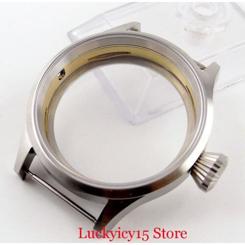 High Quality Round 316L Brushed 43mm Watch Case with Glass Fit Hand Winding 6497/6498 Movement