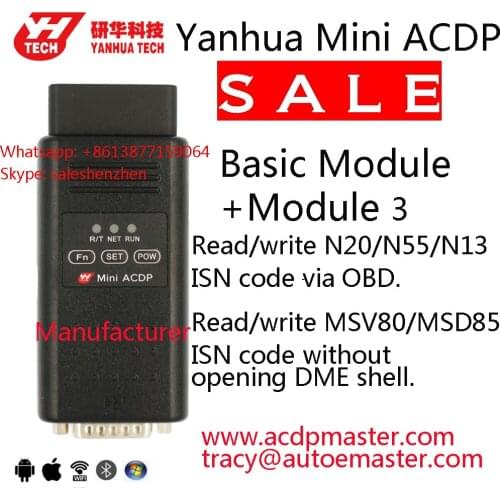 YANHUA Mini ACDP plus Module 3 for BMW FEM/BDC CAS1/2/3/CAS3+/CAS4/CAS4+DME ISN code reading Allkeylost OBD or without soldering