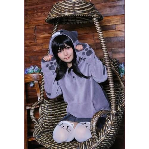 Hoodies Hood Women Brand Winter Ear Hands Cat Sweatshirt Coat Womens flannel Tracksuits