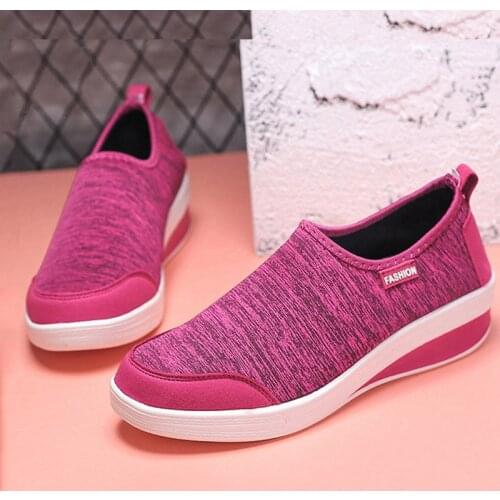 Wedge for women new breathable platform solid color casual shoes women sneakers fashion slip-on outdoor footwear femme plus size