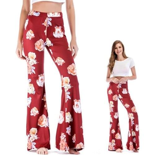 Multi Colors 2019 Sleep Bottoms Women Floral Print Pants Home Trousers Fashion Bell-bottomed Pajama Pants Female Sleeping Pyjama