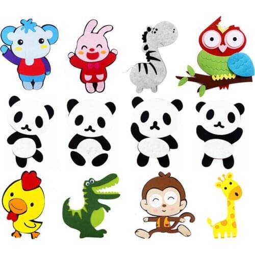1pc Non-woven Cartoon Animal Owl Monkey Zebra Cutting felt Craft DIY Wall Sticker For Kids Toy Room Home Kindergarten Decoration