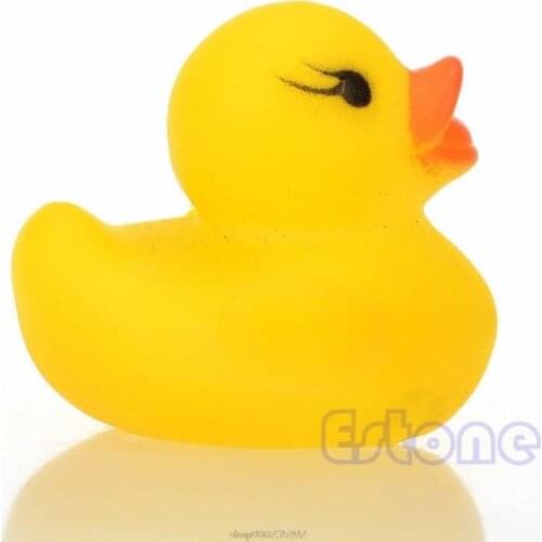 1 Pc Yellow Baby Children Bath Toys Cute Rubber Squeaky Duck Ducky D14 20 Dropship