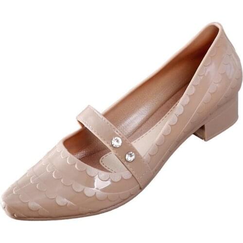 2021 Waterproof Shoes Women Cute Sweet Comfy Rain Loafers Lady Spring Autumn Flat Shoes Tenis Feminino Mother Soft Squre Heels