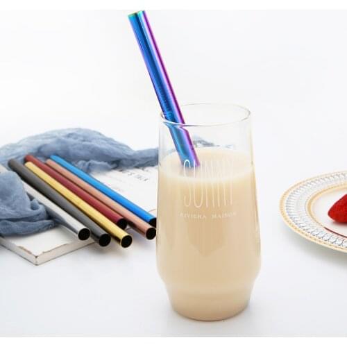 304 Stainless Steel Straw Hotel Pearl Milk Tea Tube Environmental Protection Big Straw Soy Milk Direct Straw Titanium Gold