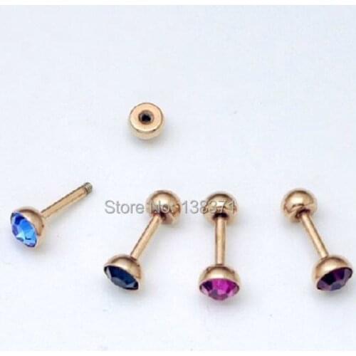4.5mm Diameter Ear nail Champagne Rose Gold Color titanium steel Austrian crystal Women Men Screw stud earrings 12 colors