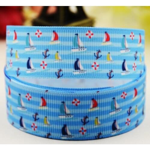22mm 25mm 38mm 75mm Ship Cartoon printed Grosgrain Ribbon party decoration 10 Yards X-02970