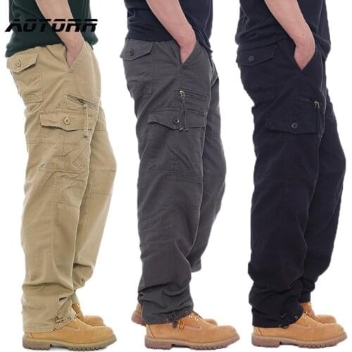 Cargo Pants Men Outwear Multi-Pocket Tactical Military Straight Pants Trousers Male Overalls Zipper Pants Jogger New Streetwear