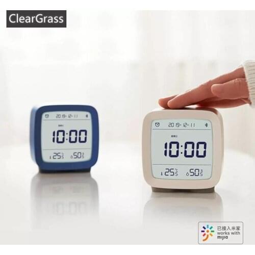 In stock Youpin Cleargrass Bluetooth Alarm Clock smart Control Temperature Humidity Display LCD Screen Adjustable Nightlight