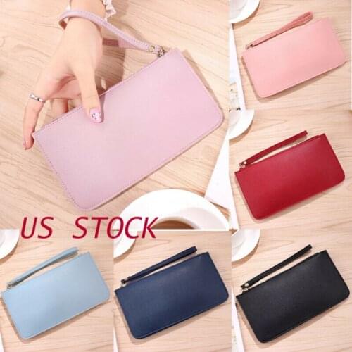 Double Wallet Lady Leather Wallet Long Card Holder Phone Bag Case Purse Lovely Evening Handbag