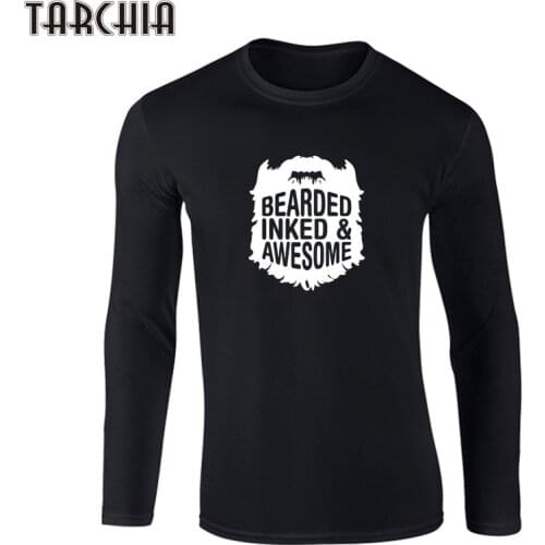 TARCHIA Spring Fashion Brand O-Neck Slim Fit Long Sleeve TShirt BEARDED INKED AWESOME Trend Casual Men T-Shirt Korean T Shirts