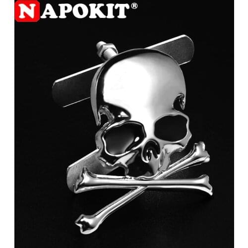 1Set Chrome Metal 3D Skull Head Decoration Car Sticker Grill Badge Emblem Auto Trunk Car Front Grille Replace Sticker Gift