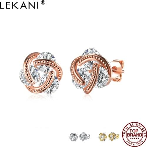 LEKANI Line Ball Stud Earrings For Women Clean Cubic Zirconia Creativity Earring Anniversary Female New Arrival Fashion Jewelry