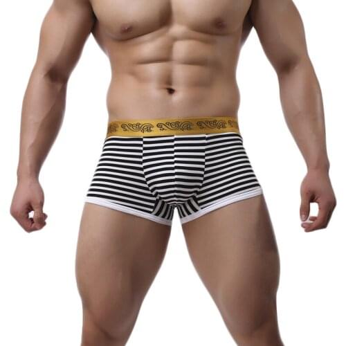 Hot Sell Cheap Boxers Men Underwear Male Sexy Cotton Low Waist Boxer Shorts Striped Fashion Underpants Man Underwear Panties