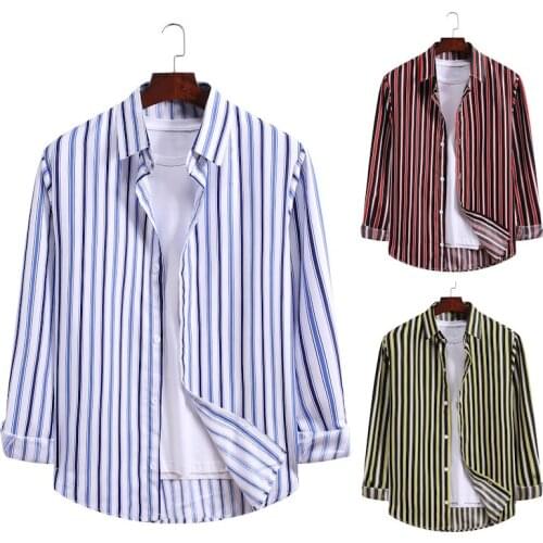 New mens leisure plaid striped long sleeve shirt high quality loose mens spring and summer casual dress shirt long sleeve