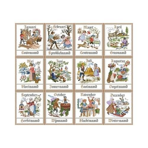 December Calenda Needlework,For Embroidery,DIY 14CT Unprinted Arts Cross stitch kits Set Cross-Stitching Home Decor
