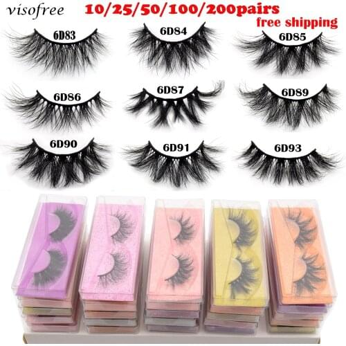 Mink Eyelashes Wholesale Lashes Visofree 6D Mink False Eyelashes Natural Fluffy Dramatic Lashes Glitter Paper Custom Logo Bulk