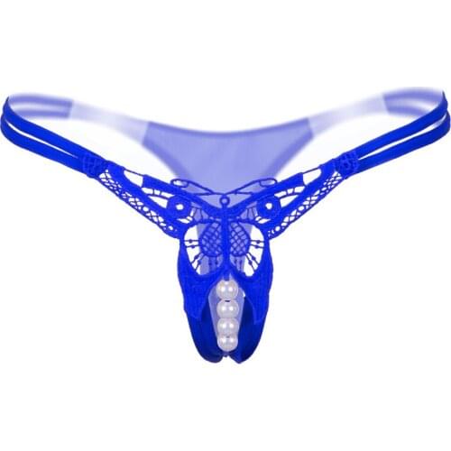 New Style Sexy Thongs G String Women Hollow Butterfly Lace Transparent Sexy Pearl Briefs Panties Underwear сексуальное белье
