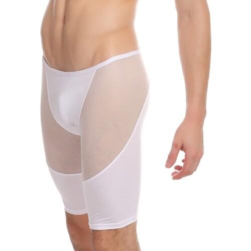 Sexy Men Transparent Capris Male Breathable Trousers Pants Tight Transparent Pants Lounge Pants Beach Pants Size L XL