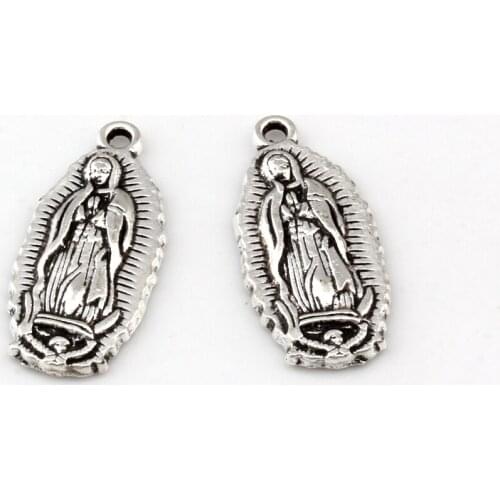 20Pcs /Lots Virgin Mary Charm Pendants For Jewelry Making, Earrings, Necklace And Bracelet 12.5x28.2mm