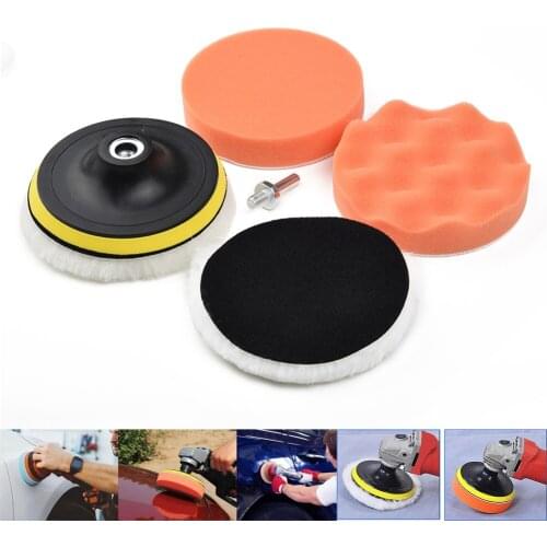 125mm Car Polishing Disc Buffing Waxing Sponge Wool Wheel Polishing Pad For Car Polisher Drill Adapter