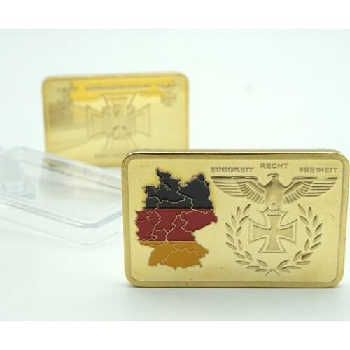 Gold Plated Bullion Bar Coins German Map Deutsche Reichsbank Iron Ingot OZ Eagle Cross coin Collectable