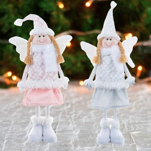 Christmas Angel Plush Doll Retractable Doll Wings Girl Pendant Christmas Tree Ornament Christmas Decoration Home Xmas Gifts