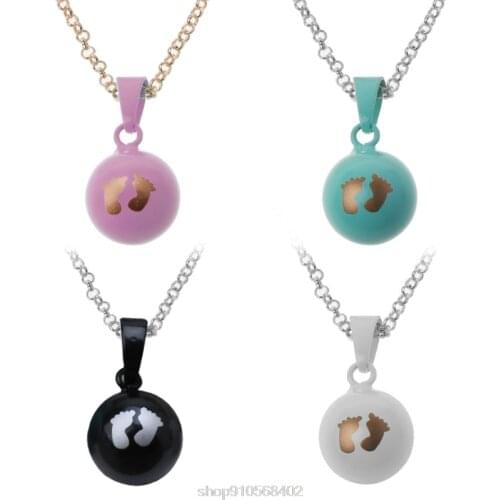 Baby Footprints Brilliant Pregnancy Chime Bola Pendant Harmony Ball Necklace 32" Long Chain Jewelry N05 20 Dropshipping