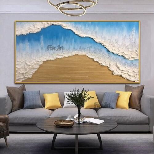 Modern Home Wall Decor Abstract Knife Sea Wave 3D Texture Acrylic Painting Hand Painted No Frame Wall Picture Art On Canvas