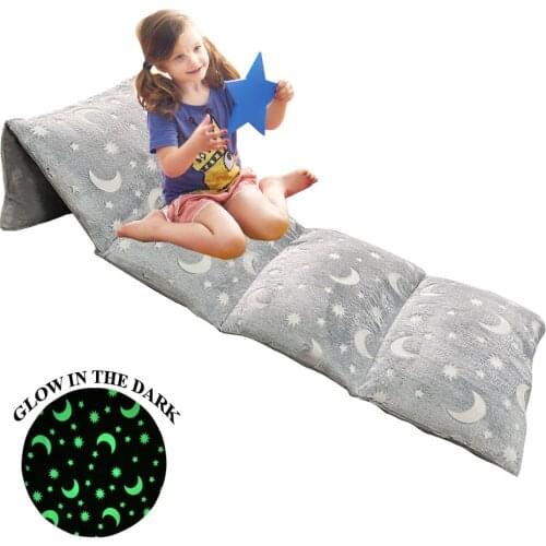 Glow In Dark 3 in 1 Kids Floor Pillow Fold Out Lounger Cover for Bed