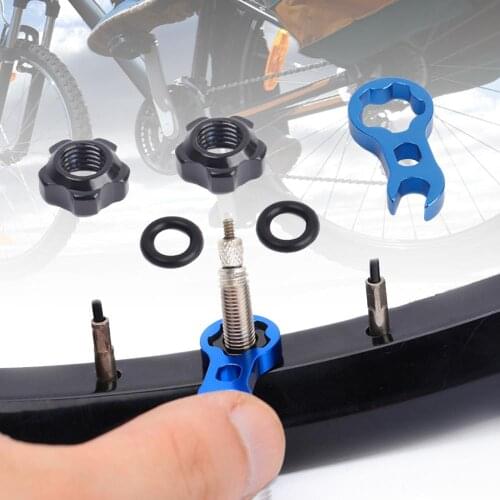 Bike Vacuum Tire Law Mouth Nut with Wrench Bicycle Valve Cover Replacement Tools Cycling Tire Repair Maintain Bike Accessories