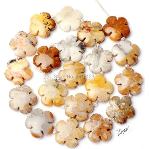 High Quality 20mm Natural Mixed Color Agates Agates Coin Flowers Shape Loose Beads Strand 20Pcs Jewelry Accessory w1332