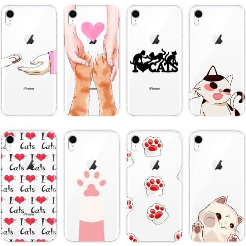 Back Cover For iPhone 6 S 6S 7 8 X XR XS Max Silicone Soft Heart Cat Kawaii Girl Cute Phone Case For iPhone 8 7 6S 6 S Plus Case
