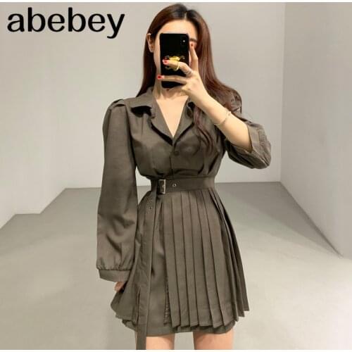 Spring Chic Two Piece Set Turn Down Collar Single Breasted Blouse + High Waist Pleated Skirts French Style Women Suit