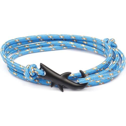 Shark Bracelet Fashion Punk Alloy Shark Tail Hook Rope Link Bracelet Unisex TT@88