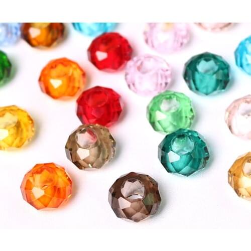 ZHUBI 20Pcs 8*14mm Hot Sale Czech Crystal Large Hole Bead European Charm Faceted Loose Big Hole Glass Beads for Bracelet Making