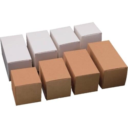 50pcs 4/5/6/7/8/10/11/12cm 350gsm card Paper 1 tuck Gift Packing Boxes for candy/handmade soap/oil bottle/present/jewelry/tube