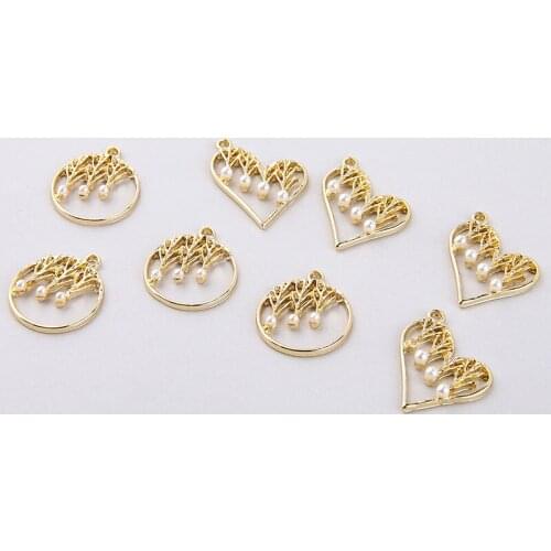 6pcs Fashion heart-shaped Creative Earring Material Pearl Hollow Round Drop Rectangular Earrings For Women Pendant Accessories