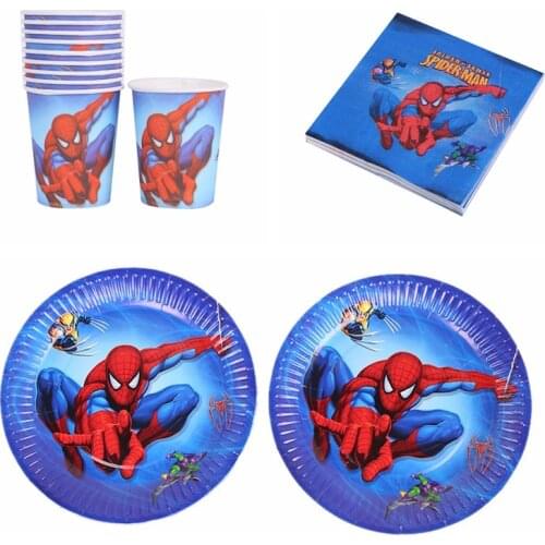 60pcs/lot Spiderman Frozen Princess Cars Theme Party Decorate Plates Cups Napkins Boys Baby Shower Favors