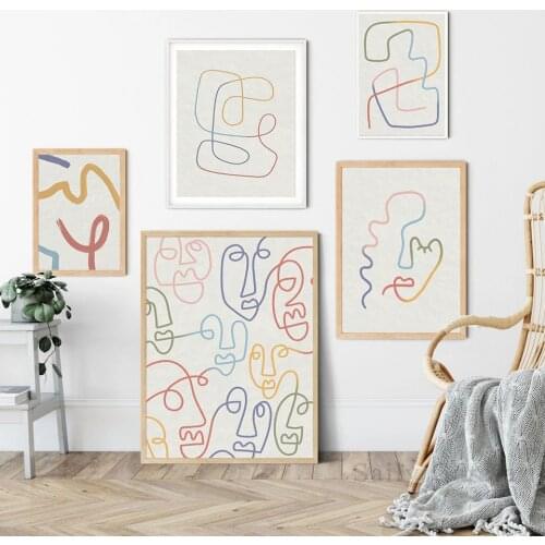 Abstract Line Art Wall Poster Print Colorful Minimalist Wall Art Nordic Canvas Painting For Home Decoration Pictures Drawing Art