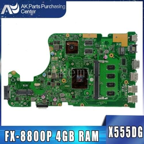 Akemy For ASUS X555YI X555D A555D X555Y X555DG Laotop Mainboard X555DG Motherboard with FX-8800P 4GB RAM