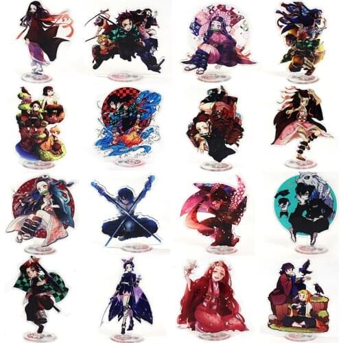 12-15cm Demon Slayer Kimetsu no Yaiba Nezuko Zenitsu Kamado Tanjirou Agatsuma Acrylic Cosplay Stand Figure Model Desk Decor Toy