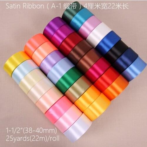 75 color 40mm 25 Yard Pretty Silk Satin Ribbon 22M Wedding Party Decoration Invitation Card Gift Wrapping Scrapbooking B