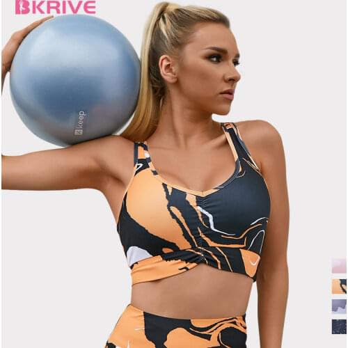BKRIVE Women Print Yoga Bra Elastic Shockproof Padded Gym Running Bra Fitness Yoga Sport Tops Camo Fitness Breathable Bra 2021